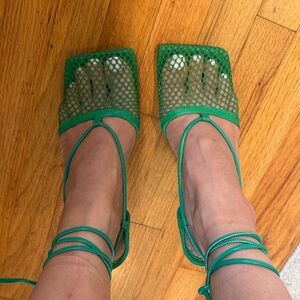 Bottega Veneta Green Mesh Sandals